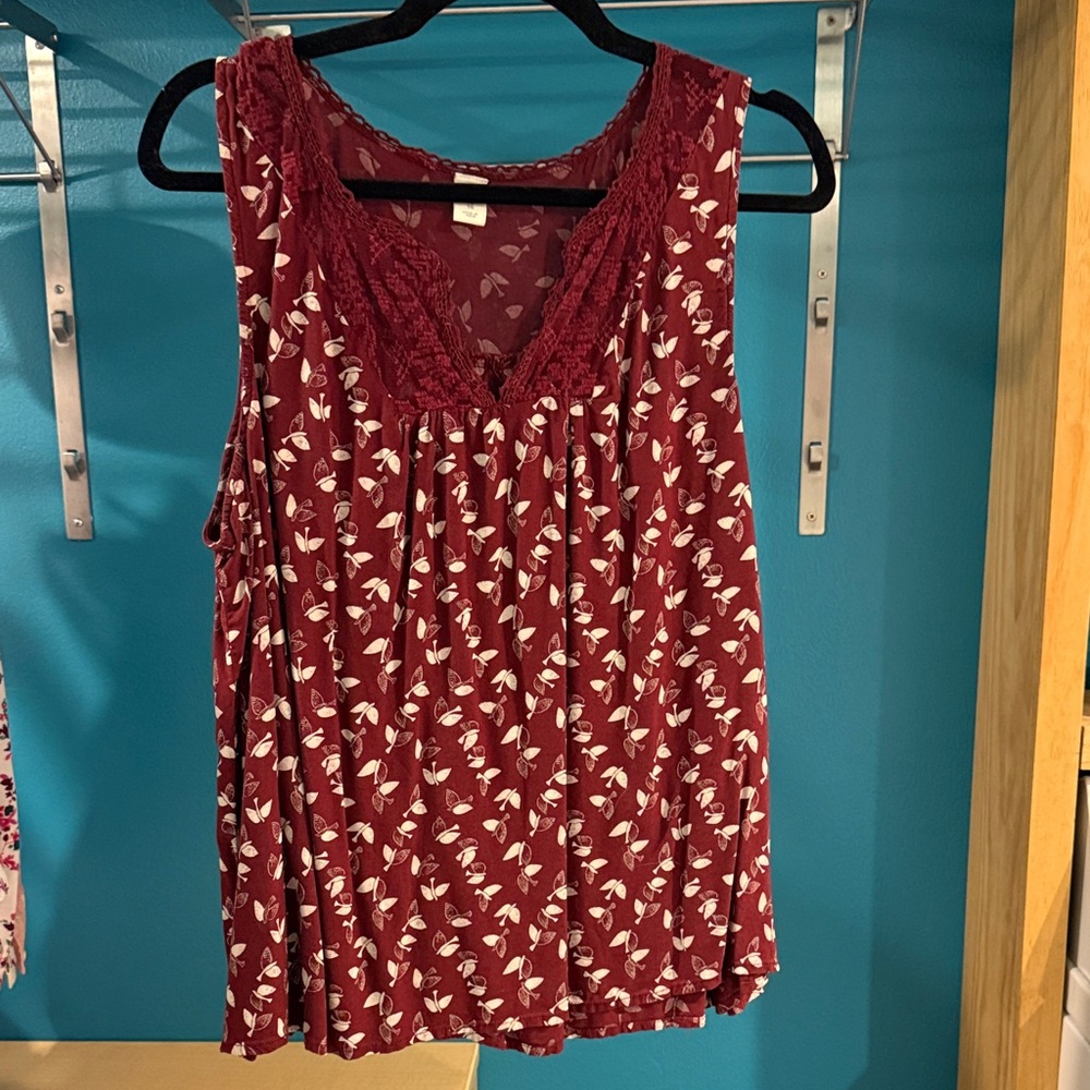 Old Navy Burgundy Floral Tank Top